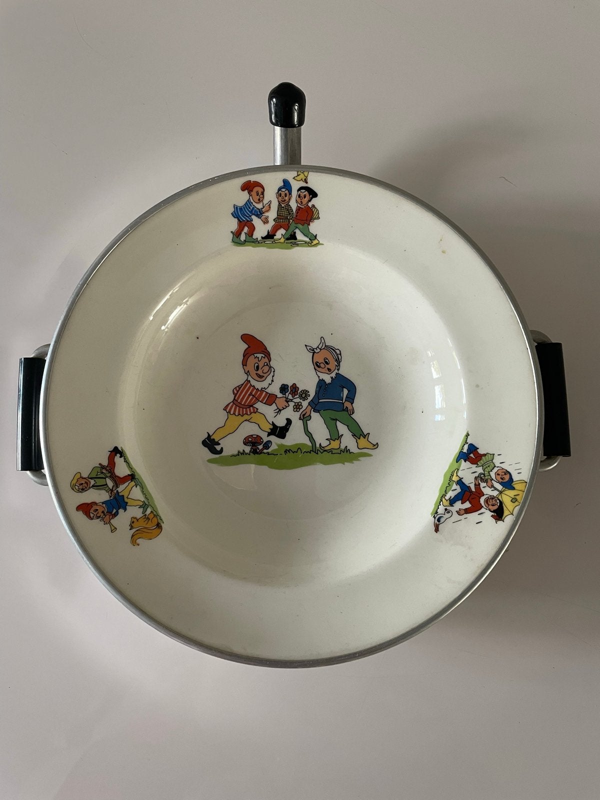 Vintage Warmhoudbordje met Kabouterafbeeldingen, Ophalen of Verzenden