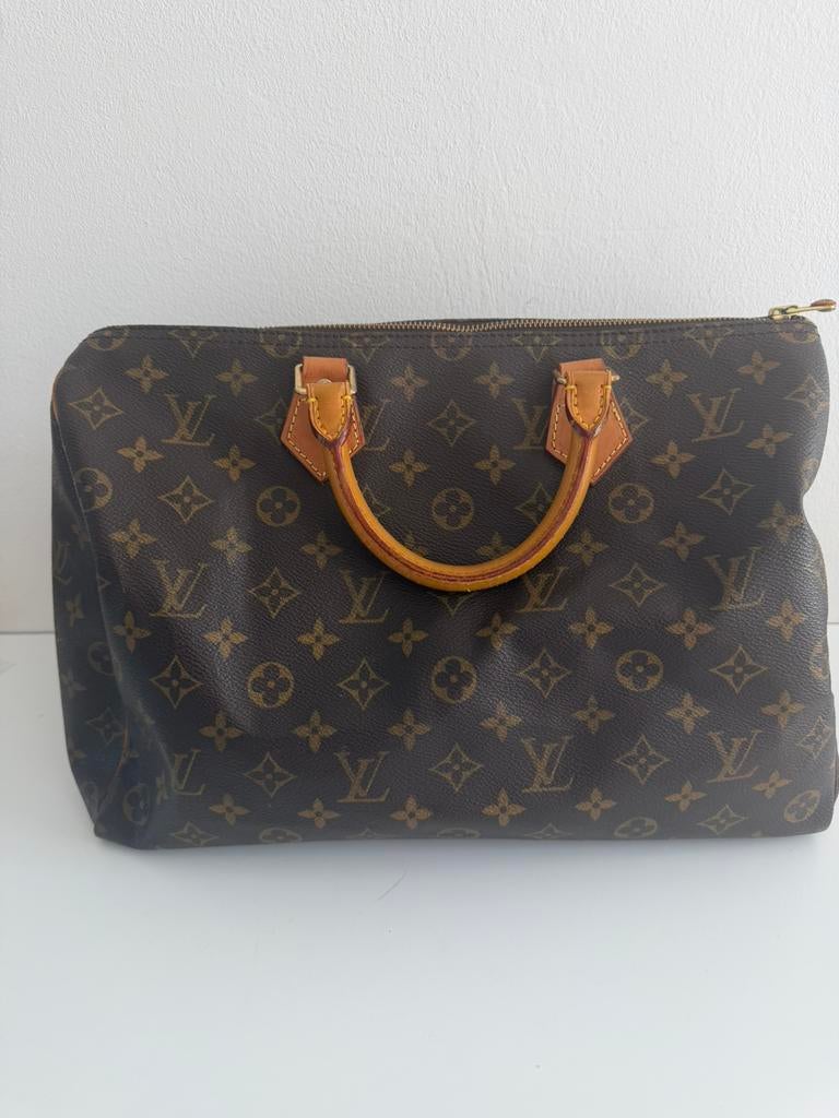 Vintage louis vuitton speedy 35, Ophalen of Verzenden, Zo goed als nieuw, Bruin