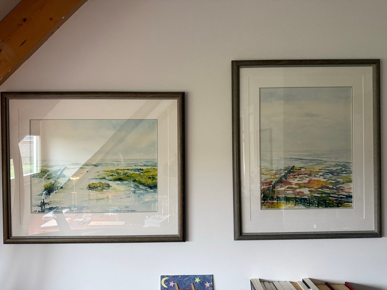 Drie fraai ingelijste aquarellen, Aquarel, Papier/karton, Achter glas, Landschap