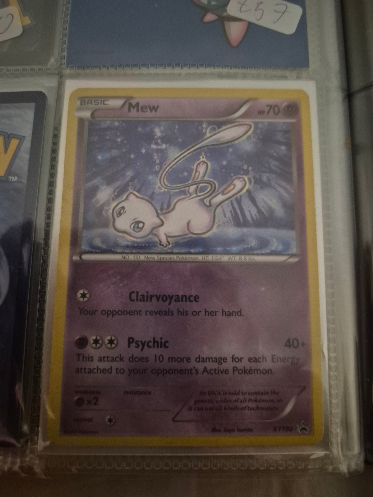 Mew Pokémon Kaart XY192 Promo - Zeldzaam en Glanzend, Ophalen of Verzenden, Zo goed als nieuw, Losse kaart, Foil