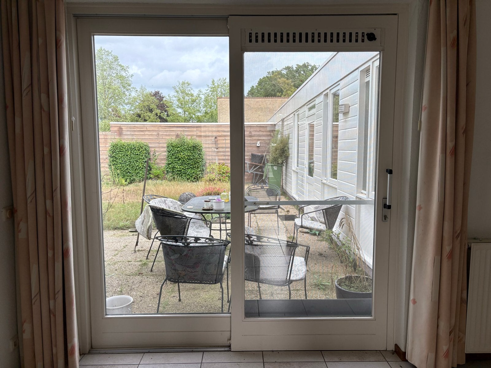 Schuifpui met dubbel glas en ventilatierooster, Ophalen, Gebruikt, Schuifdeur, 120 cm of meer