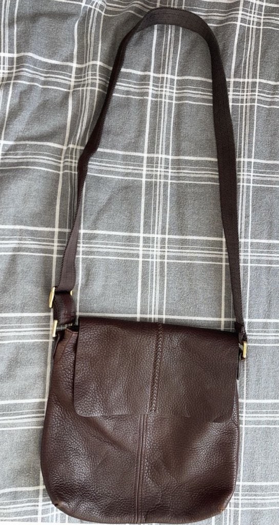 Marktplaats – Oroton Bruin Leren Y2K Schoudertas – Tas‑045, Verzenden, Gebruikt, Bruin, Schoudertasje