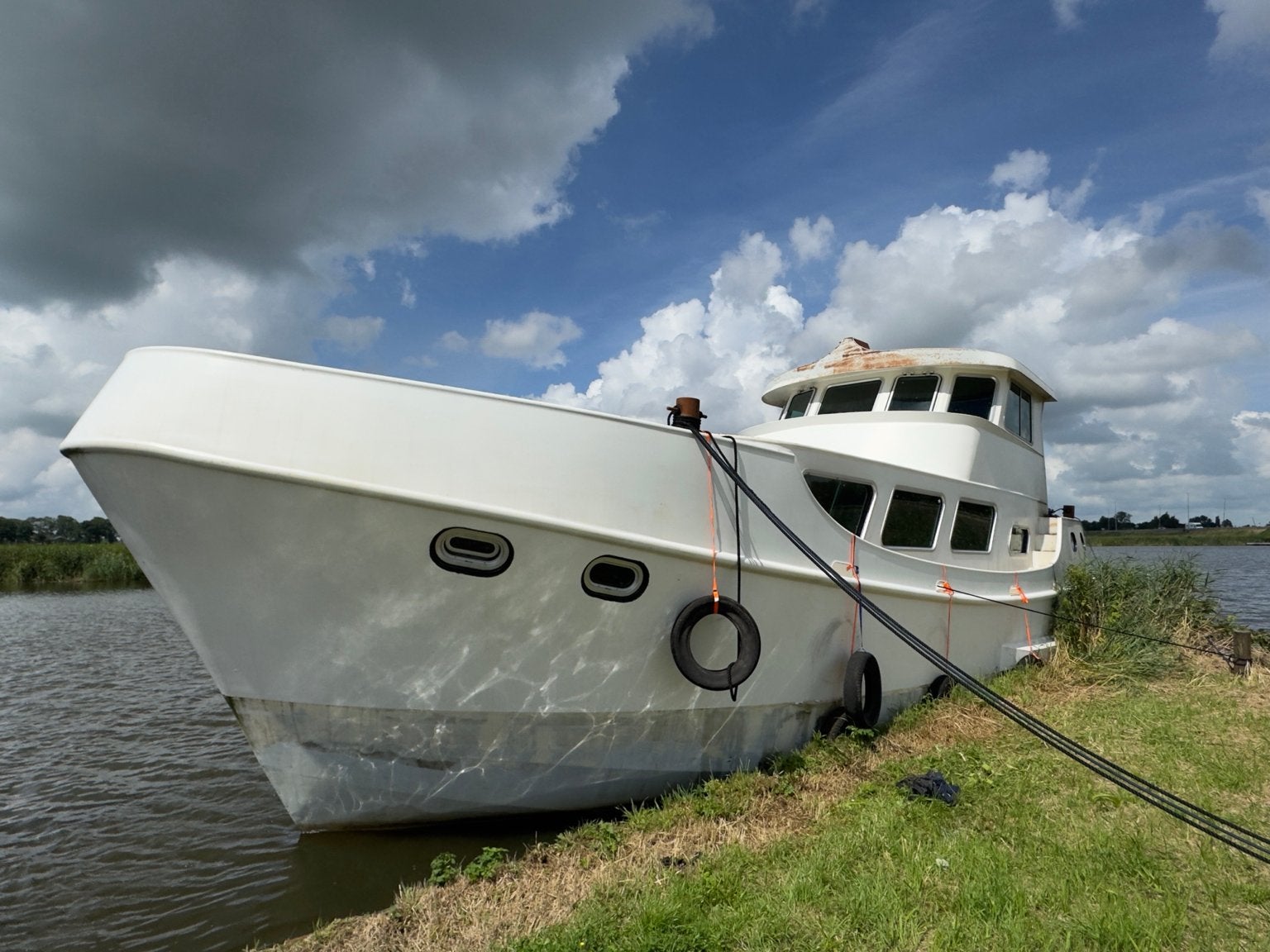 Woonjacht 15 x 4,80 m | 2x Deutz | Project | Casco, Ophalen, Zo goed als nieuw, Staal, Zonnedek