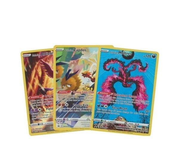 Pokemon SWSH Promo Galarian Birds – Moltres Zapdos Articuno, Ophalen of Verzenden, Nieuw, Meerdere kaarten, Foil