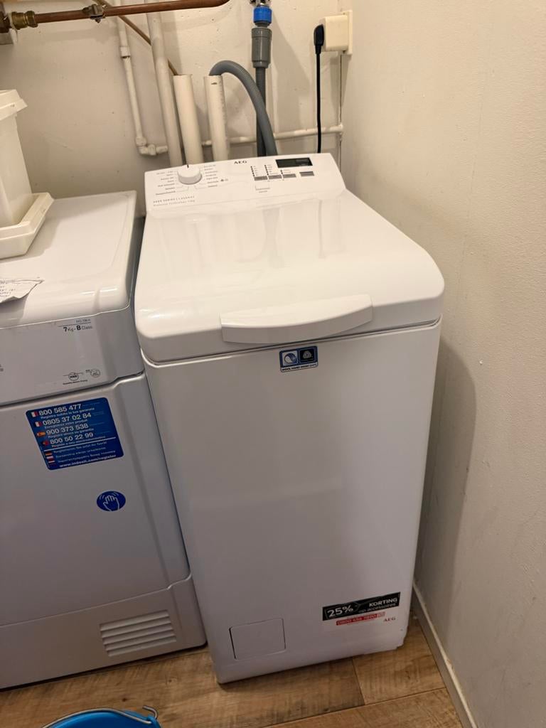 AEG Bovenlader Wasmachine - Zo goed als nieuw, Ophalen, Bovenlader, Zo goed als nieuw, 85 tot 90 cm