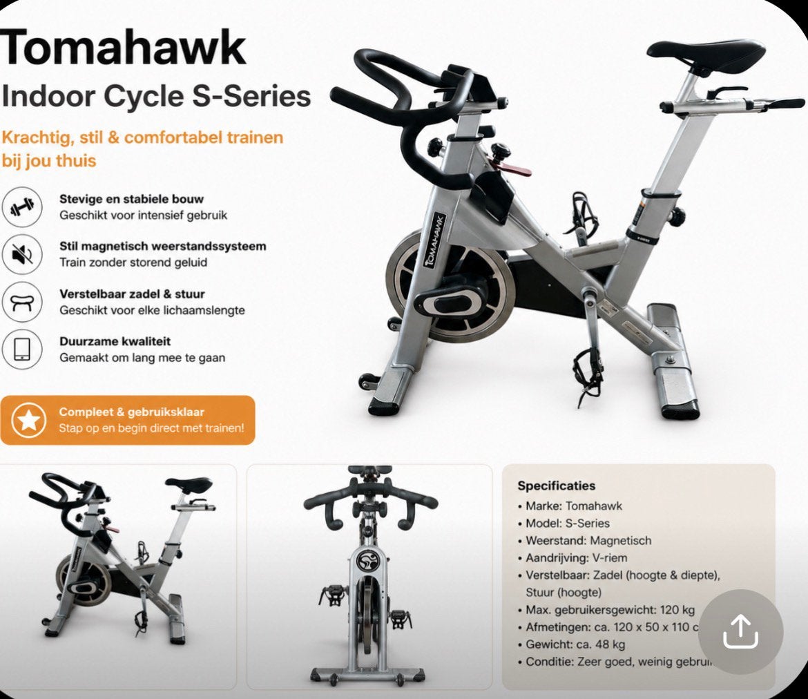 Tomahawk S-Series Indoor Cycle – zeer goede staat, Ophalen of Verzenden, Zo goed als nieuw, Overige typen