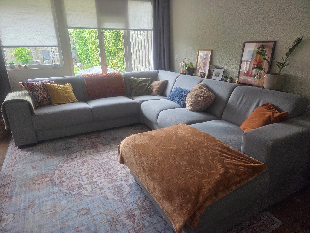 Lounge bank lichtgrijs, Ophalen, 250 tot 300 cm, Gebruikt, Hoekbank