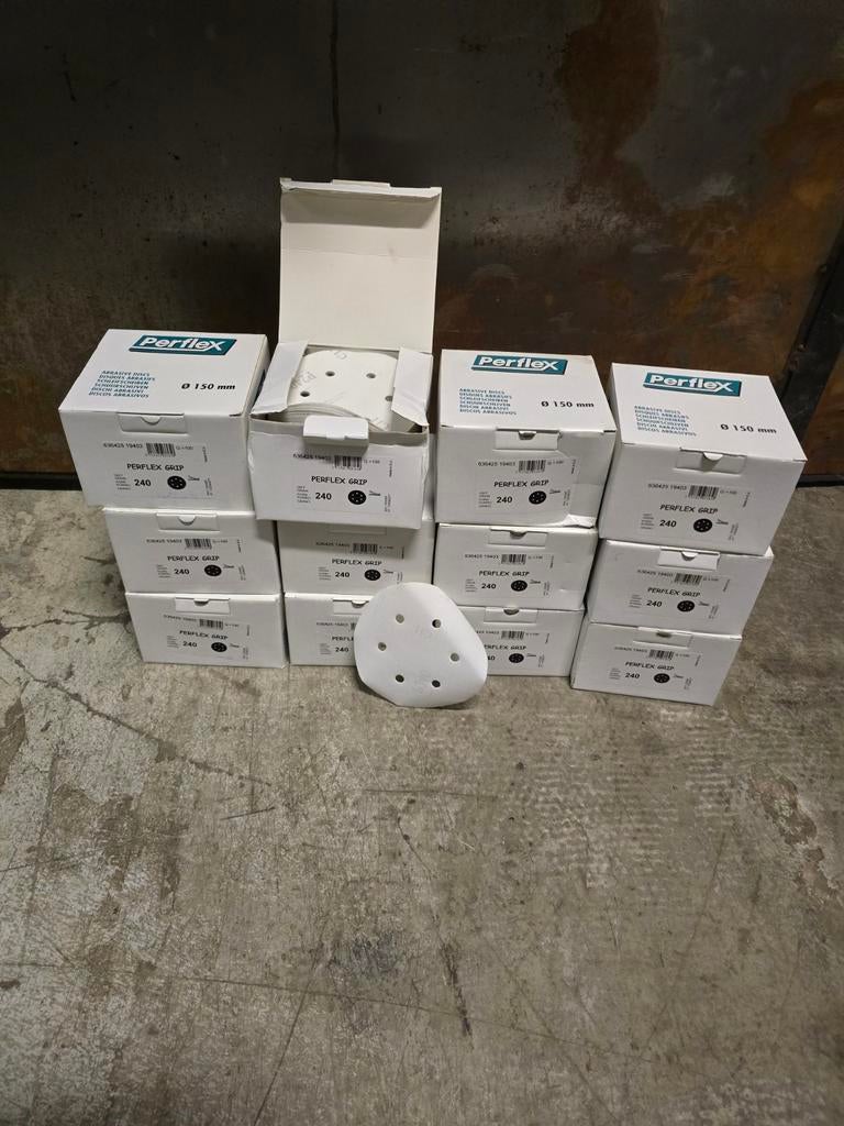 12 dozen Perflex Grip schuurschijf 150mm P240, Doe-het-zelf en Verbouw, Gereedschap | Schuurmachines, ., Nieuw, Ophalen of Verzenden