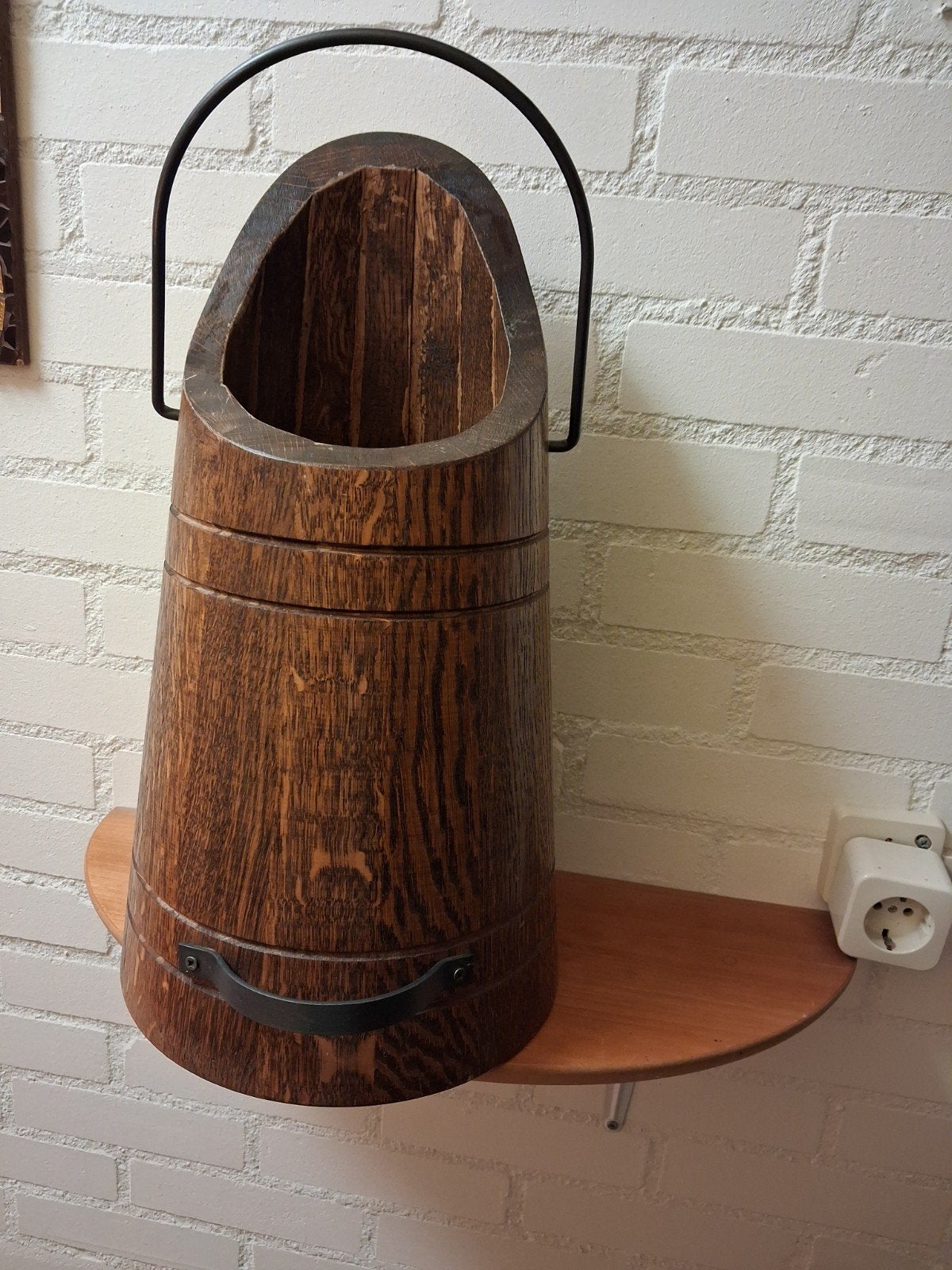 Vintage Houten Kolenkit / Haardhout Emmer, Ophalen of Verzenden