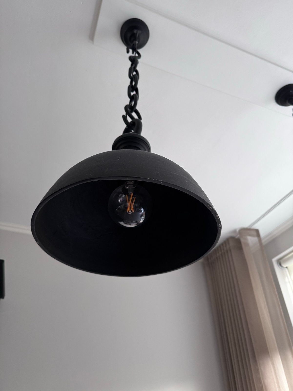 Set van 2 industriële gietijzeren hanglampen, Ophalen, Gebruikt, Metaal, E27 (groot)