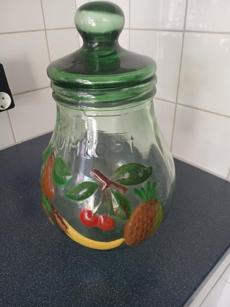 Vintage Rumtopf met fruitdecoratie en deksel, Ophalen of Verzenden