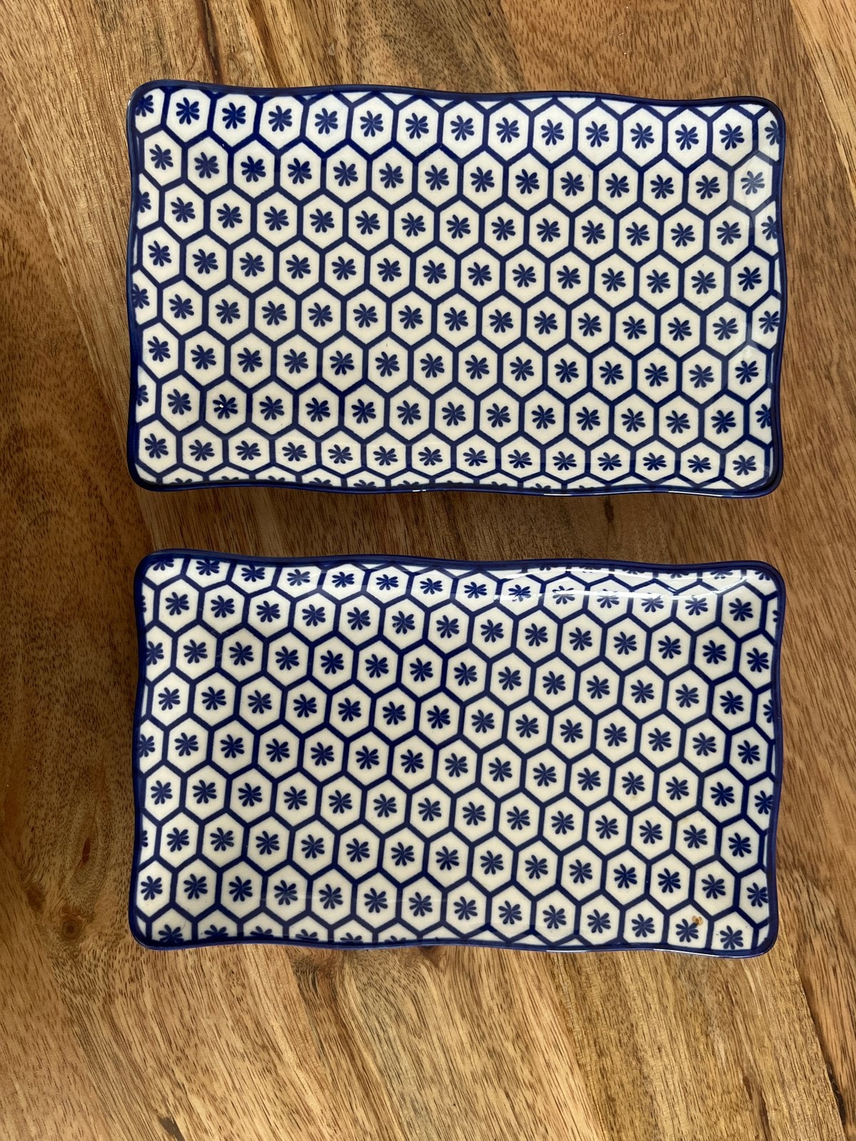 2x Fuji by Zenox schaaltjes/bordjes, blauw/wit, 19x10cm, Huis en Inrichting, Aziatisch, Overige merken, Ophalen of Verzenden, Porselein