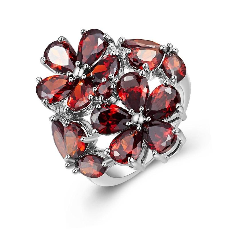 Zilver gerodineerde ring mt. 17,5 rode Swarovski elementen, Met kristal, Overige materialen, Verzenden, Nieuw