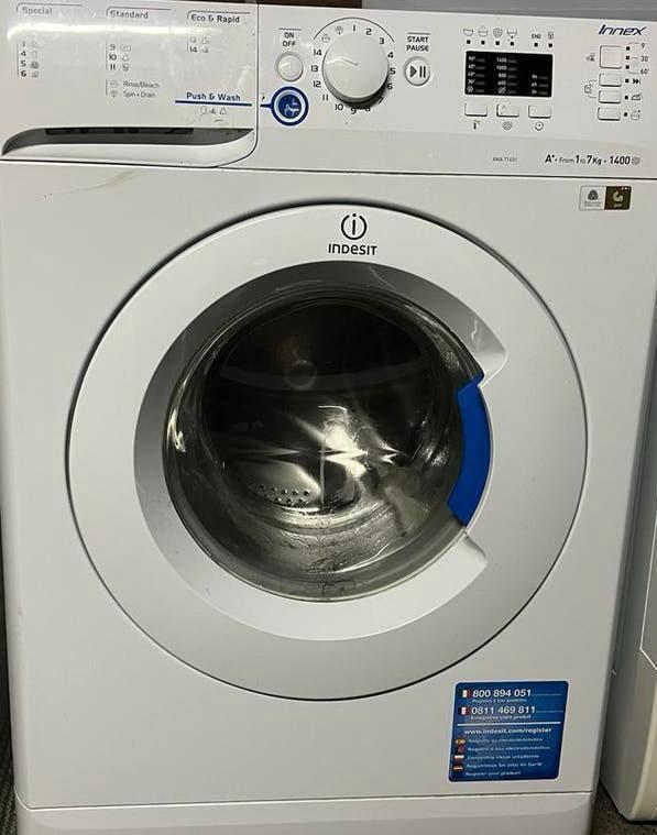 Indesit Wasmachine XWA 71451 - 7kg, 1400 toeren, Ophalen, Gebruikt, 85 tot 90 cm, 1200 tot 1600 toeren