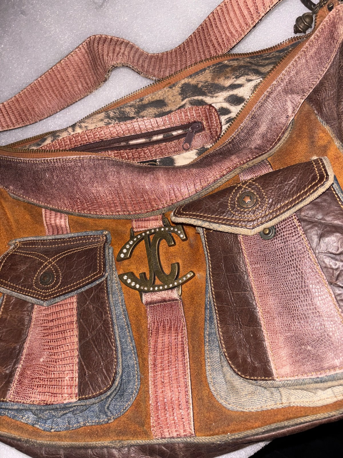 Roberto Cavalli Handtas - Unieke Vintage Stijl, Ophalen, Gebruikt, Bruin, Handtas