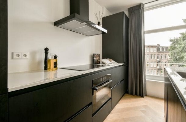Complete modern kitchen with appliances, Ophalen, Gebruikt, Zwart, Enkelwandige keuken