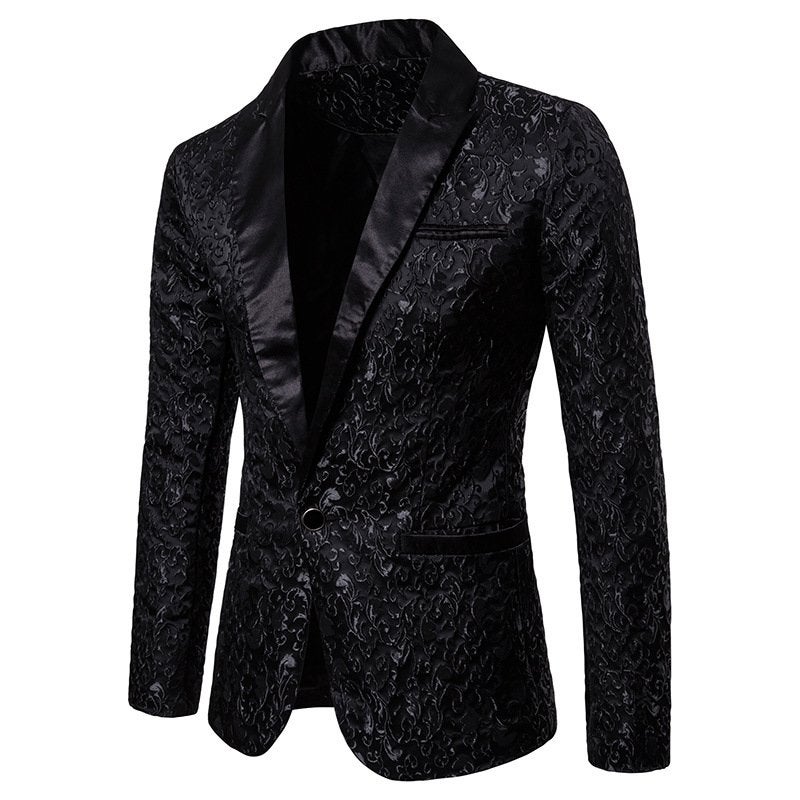 Heren zwart colbert met bloemen / luxe barok blazer jasje, Verzenden, Nieuw, Overige maten, Zwart