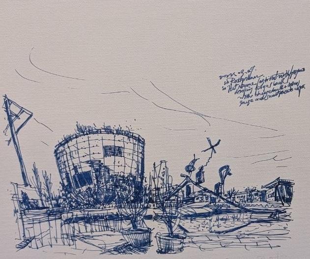 Tekening Emeline Lin: Depot Museum Boijmans Van Beuningen, Ophalen of Verzenden