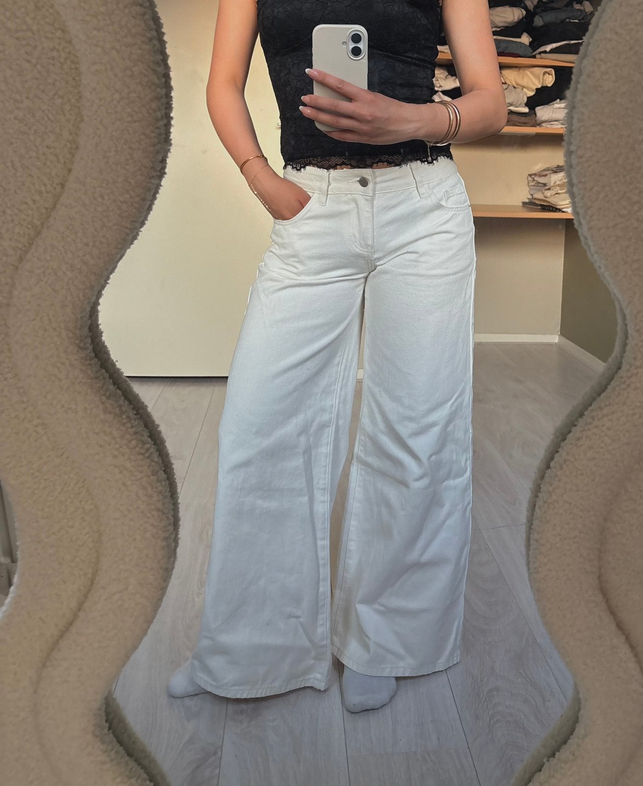 witte baggy jeans, Verzenden, Zo goed als nieuw, Wit, Overige jeansmaten