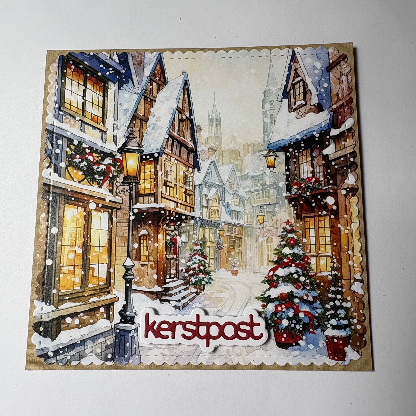 Kerstkaart paper favourites huizen 15x15cm 5, Ophalen of Verzenden, Nieuw, Overige thema's