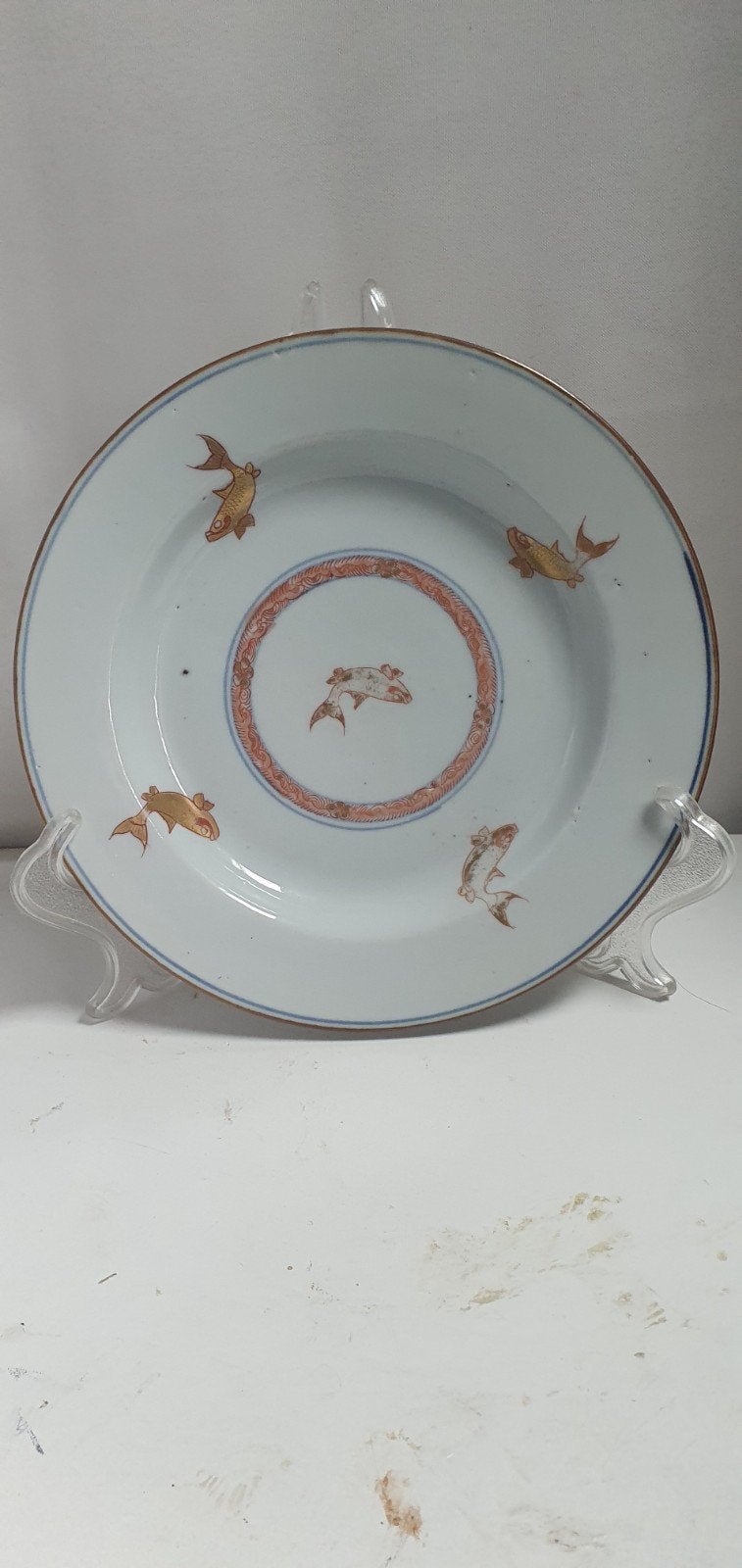 Chinees bord  18de eeuws met vissen beschildering - 22 cm, Ophalen of Verzenden