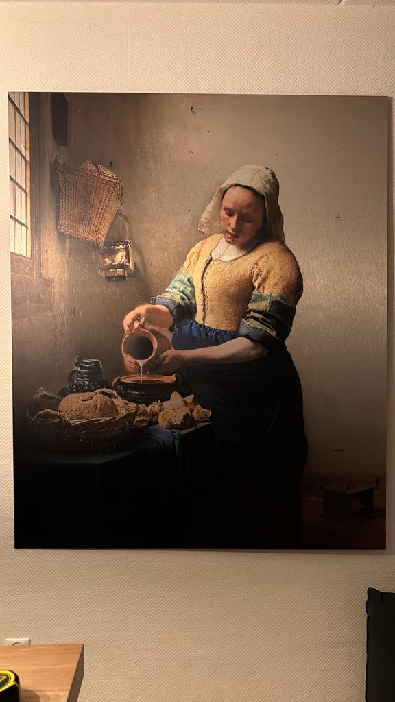 Het Melkmeisje op aluminium - 124x150cm, Ophalen