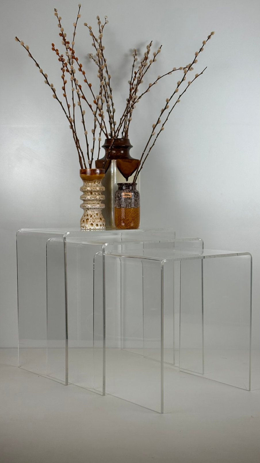 3 vintage acryl plexiglas nesting tables mimiset bijzettafel, Ophalen