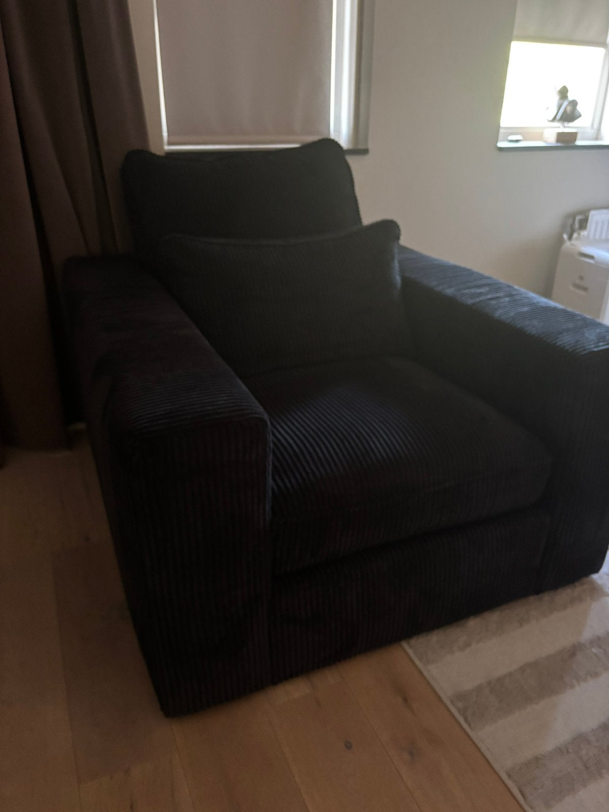 Fauteuil ribstof, zwart, Ophalen, Eenpersoons, Nieuw, Minder dan 150 cm