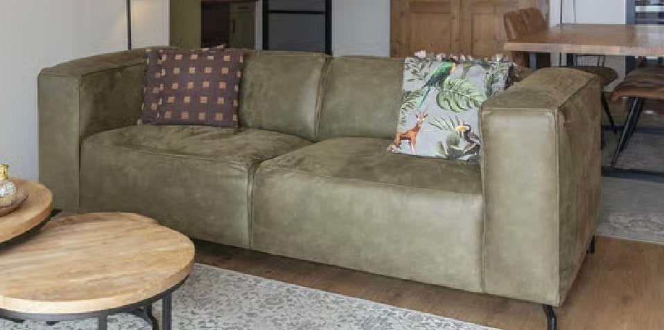 Goossens bank groen 230br 2-3 zits zgan + GRATIS vloerkleed, Ophalen, Driepersoons, 75 tot 100 cm, Zo goed als nieuw