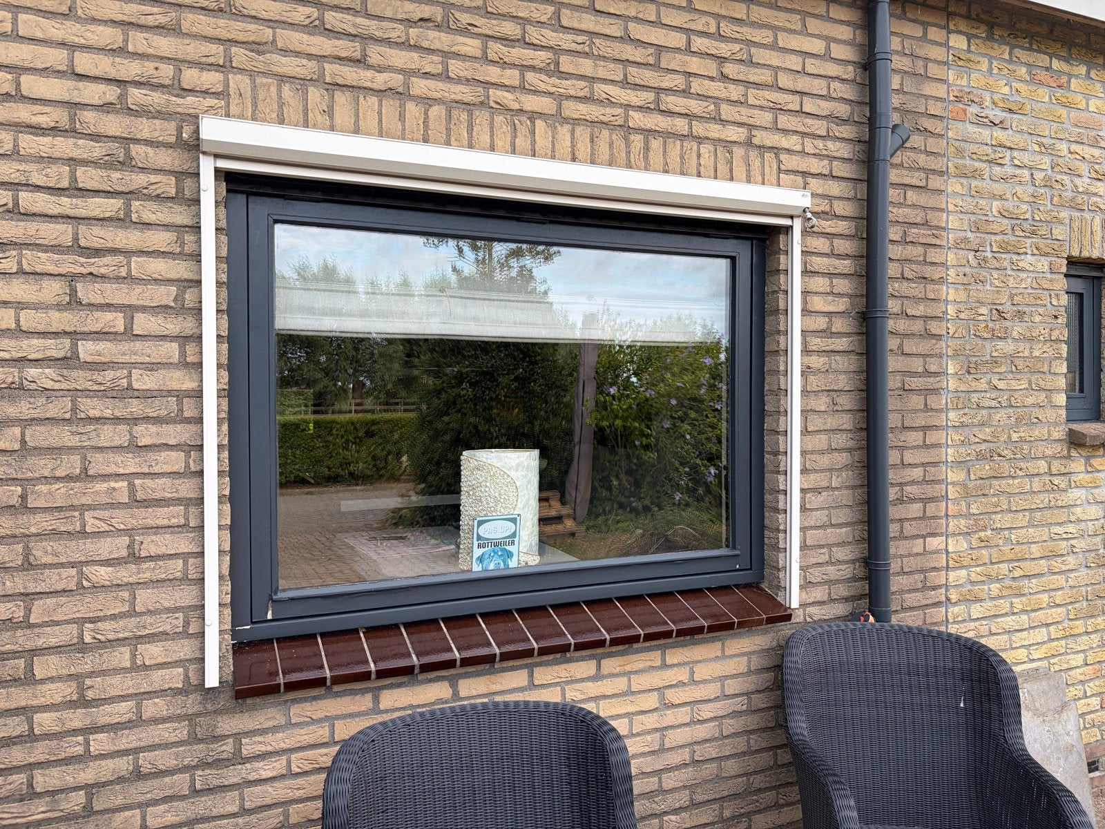 Screen voor buiten, handbediend, wit, Ophalen, Gebruikt, Minder dan 250 cm, Minder dan 150 cm