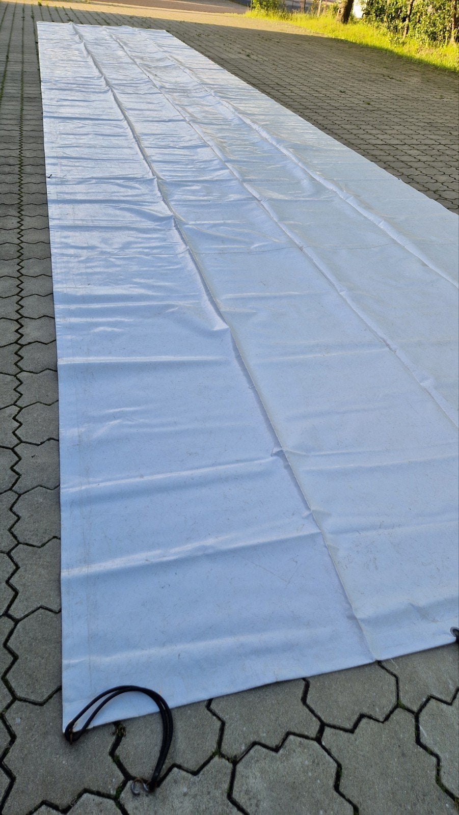 Zware PVC dekzeilen: grijs (15x2.88m) en rood (7.20x5.50m), Ophalen of Verzenden, Gebruikt, 15 m² of meer, Zeil