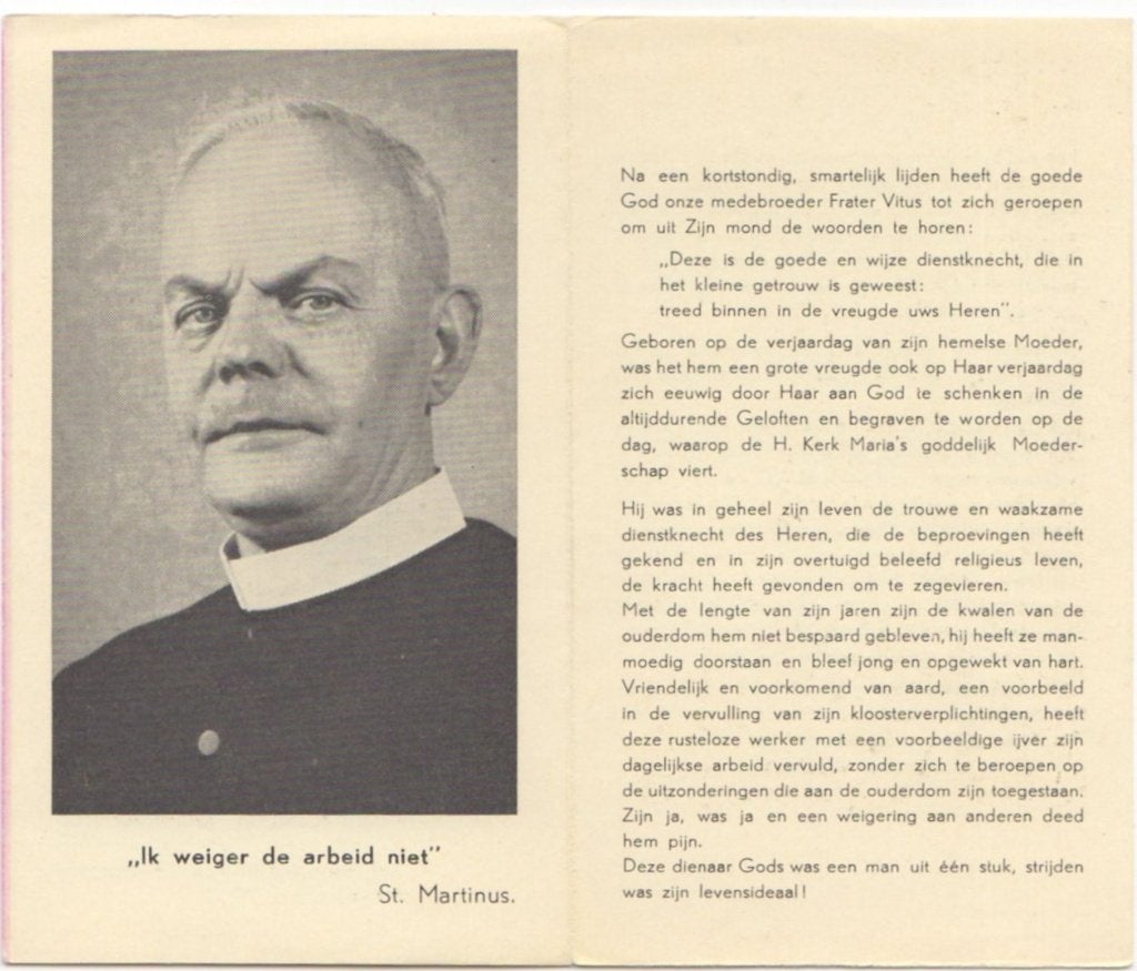 frater Maria Vitus Koenders 1884 Hilversum + 1956 Groenlo, Verzenden