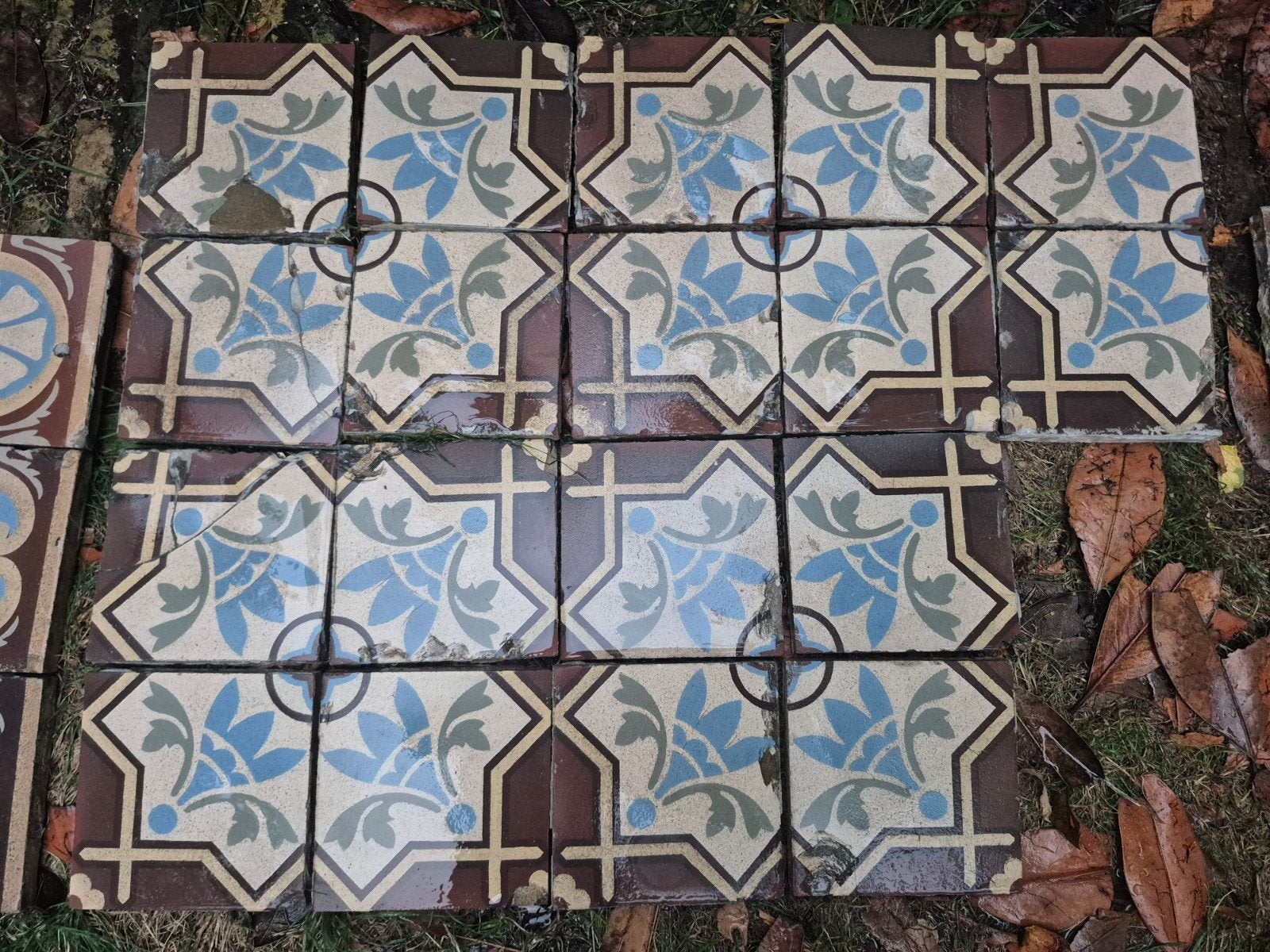 mooi setje gekleurde antieke tegels, Ophalen, Keramiek, Minder dan 20 cm, Minder dan 20 cm