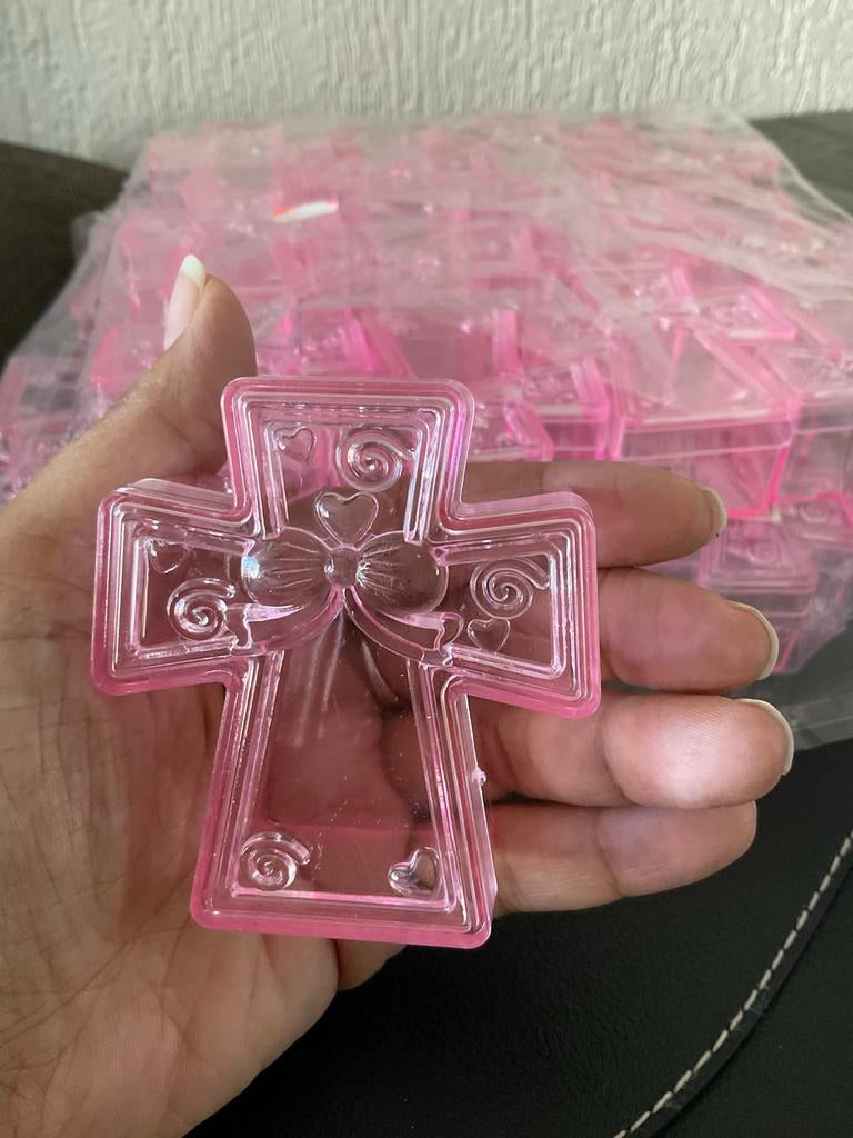 36 Roze 24 doorzichtige Kruisjes Doosjes, Ophalen of Verzenden, Nieuw, Overige typen