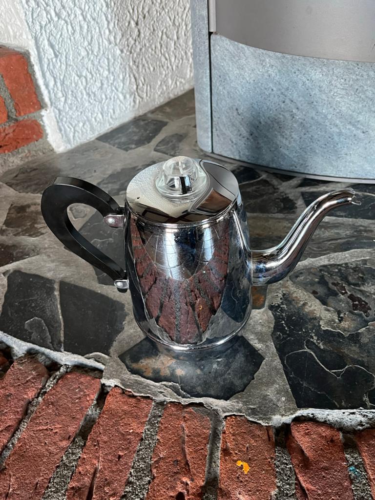 Vintage percolator koffiepot - Chroom, Theepot/fluitketel, Gebruikt, Zilver, Ophalen of Verzenden