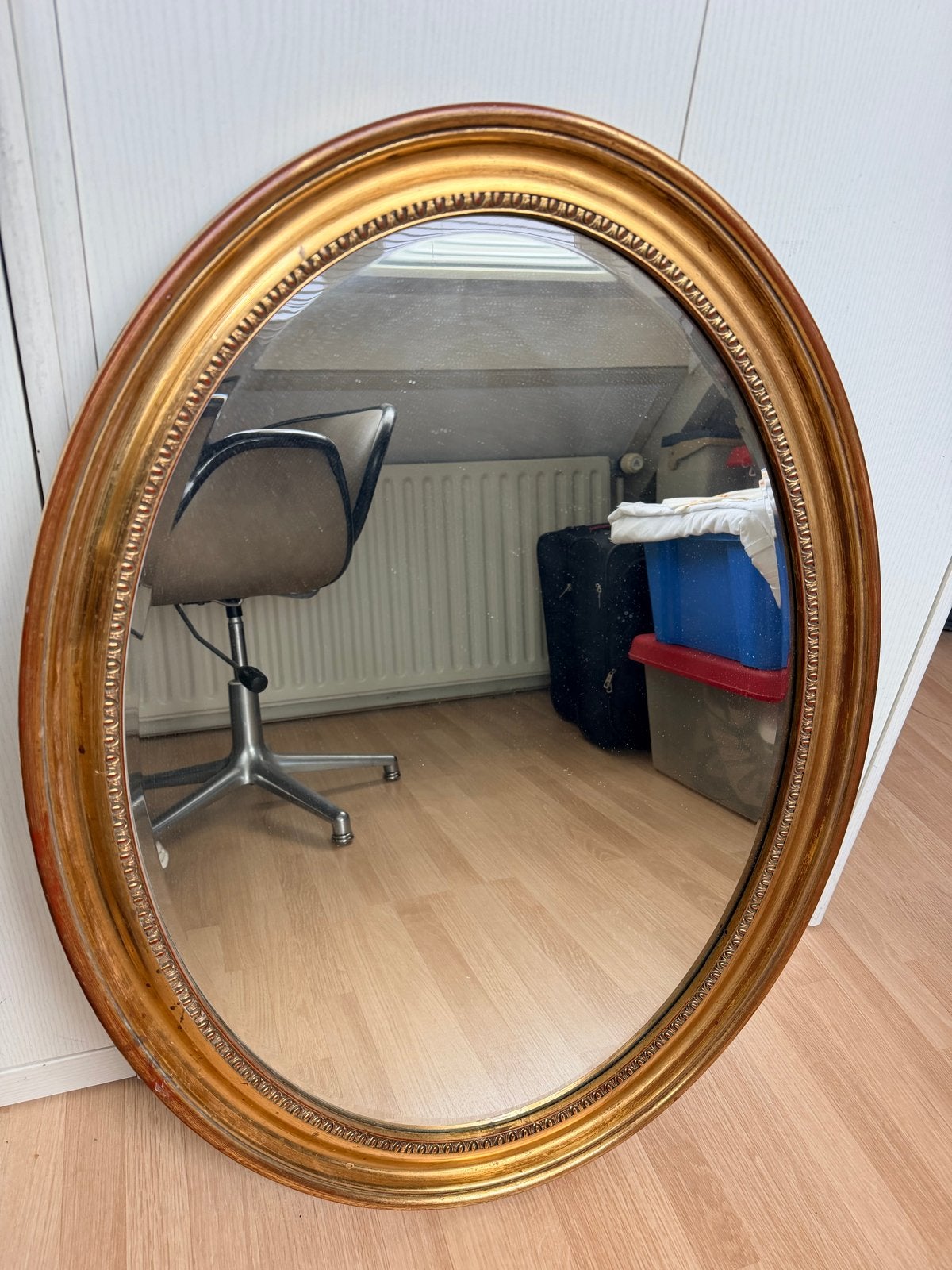 Ovale spiegel met gouden lijst, Ophalen, Ovaal, 50 tot 100 cm, Minder dan 100 cm