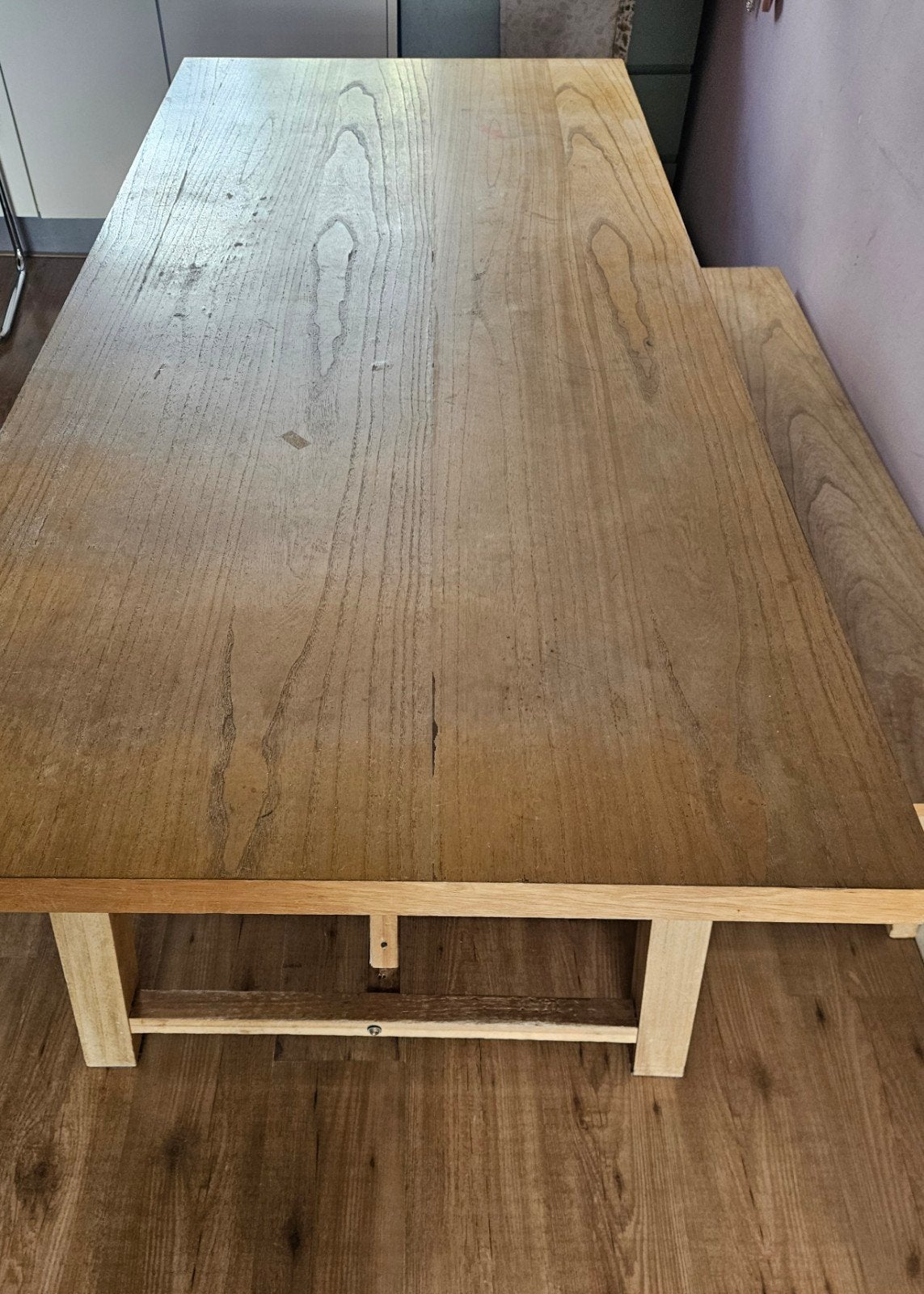 Eettafel plus bankje, Huis en Inrichting, Tafels | Eettafels, Ophalen, Gebruikt, Rechthoekig, 50 tot 100 cm