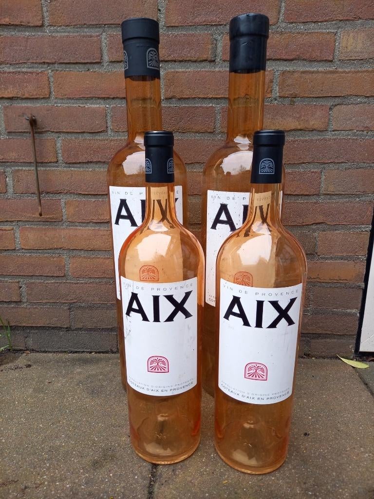 4 grote deco flessen AIX 6 en 15 liter, Ophalen, Zo goed als nieuw, Frankrijk, Roséwijn