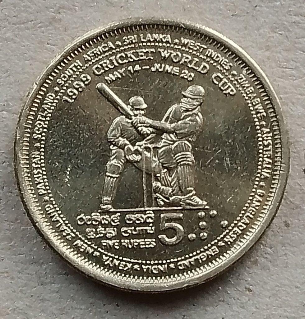 Sri Lanka, 5 rupees 1999 Cricket., Ophalen of Verzenden, Zuid-Azië, Losse munt