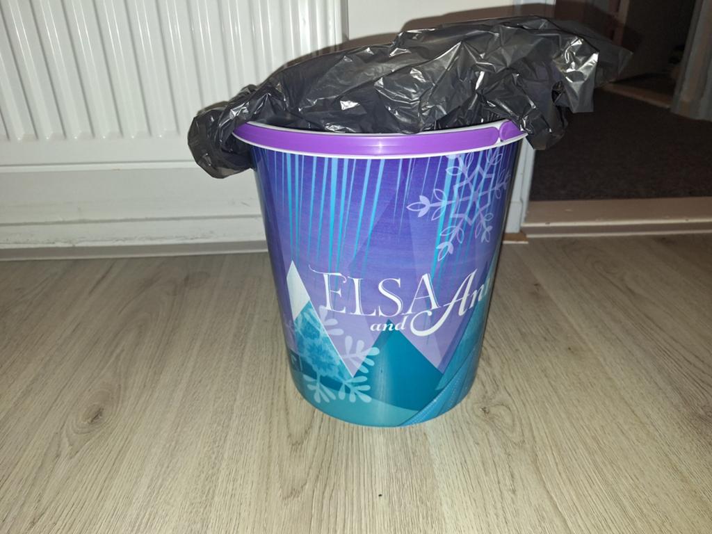 Frozen prullenbak - Elsa en Anna, Kunststof, Gebruikt, Ophalen of Verzenden, Minder dan 10 liter