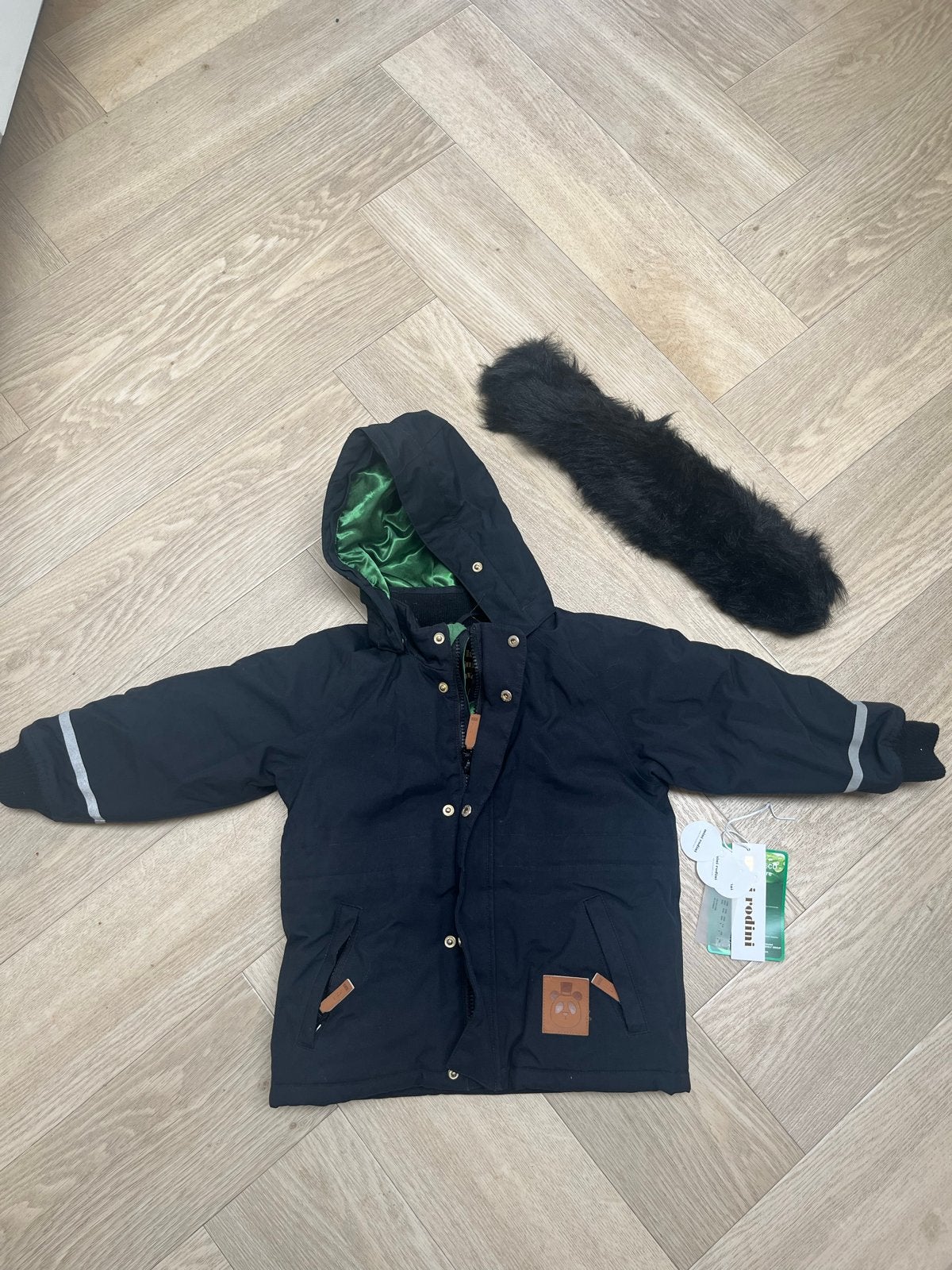 Mini Rodini Parka Winterjas Zwart Maat 92-98, Ophalen of Verzenden, Zo goed als nieuw, Jongen of Meisje, Jas