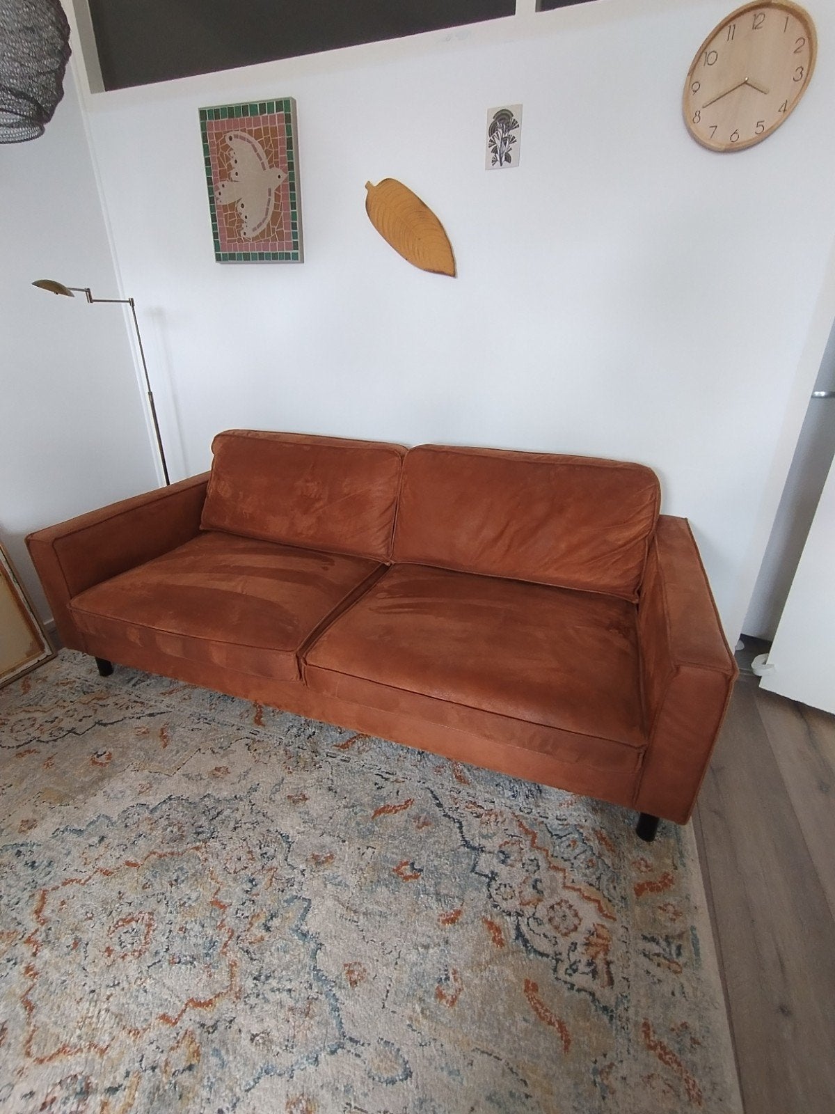 Bruine bank, driezitter, Huis en Inrichting, Ophalen, Gebruikt