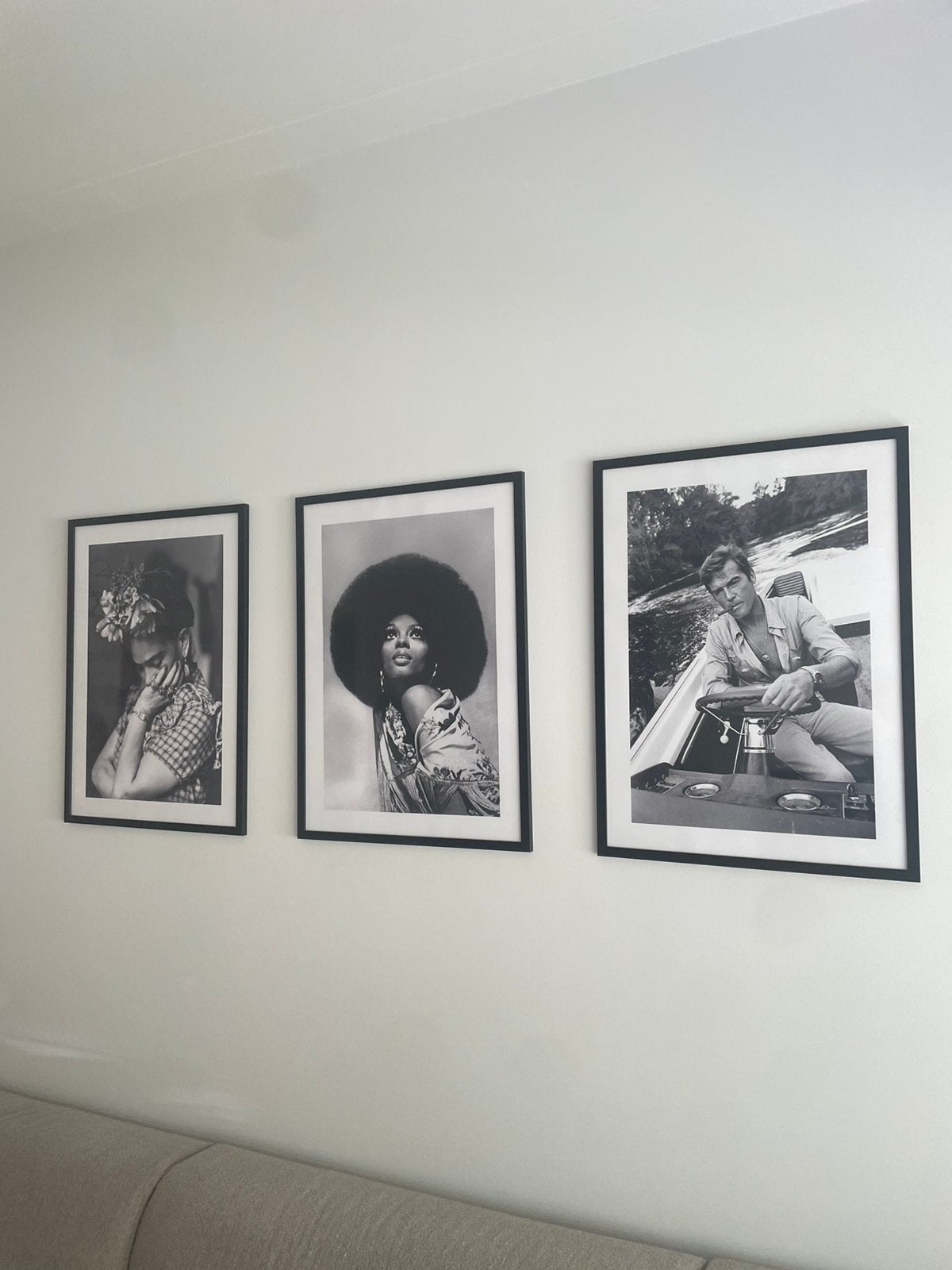 3 zwart wit portret posters incl lijst van Dessino, Ophalen, Zo goed als nieuw, Hout