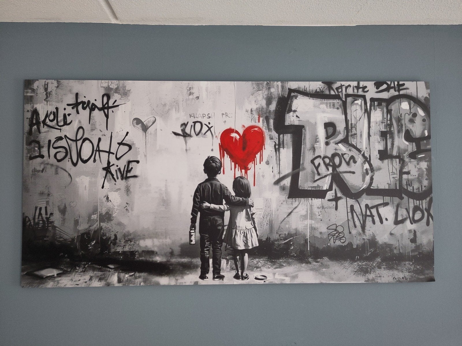 Uniek kunstwerk op Dibond - Banksy stijl - Lichte schade, Antiek en Kunst, Kunst | Schilderijen | Modern, Ophalen of Verzenden