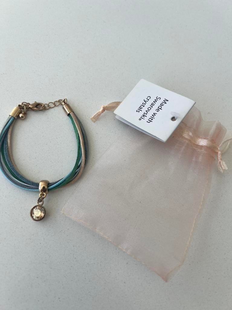 KINDERARMBAND KINDER ARMBAND MET ZWAROVSKI KRISTAL BEDEL, Ophalen of Verzenden, Nieuw, Leer, Met kristal
