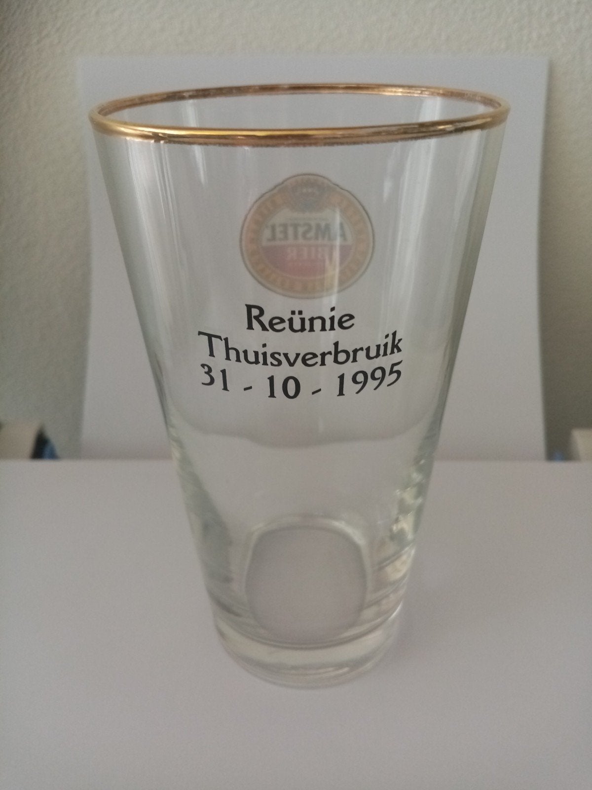 Amstel bierglas met achteropdruk, Ophalen of Verzenden, Zo goed als nieuw, Glas of Glazen, Amstel