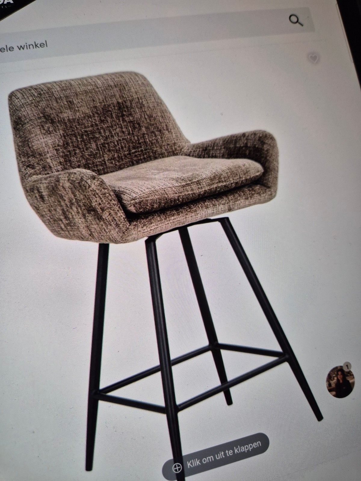 Richmond LUX aanbieding Barstoel LINSEY STONE CHELLINE, 1 kruk, Ophalen, Nieuw, 60 tot 90 cm