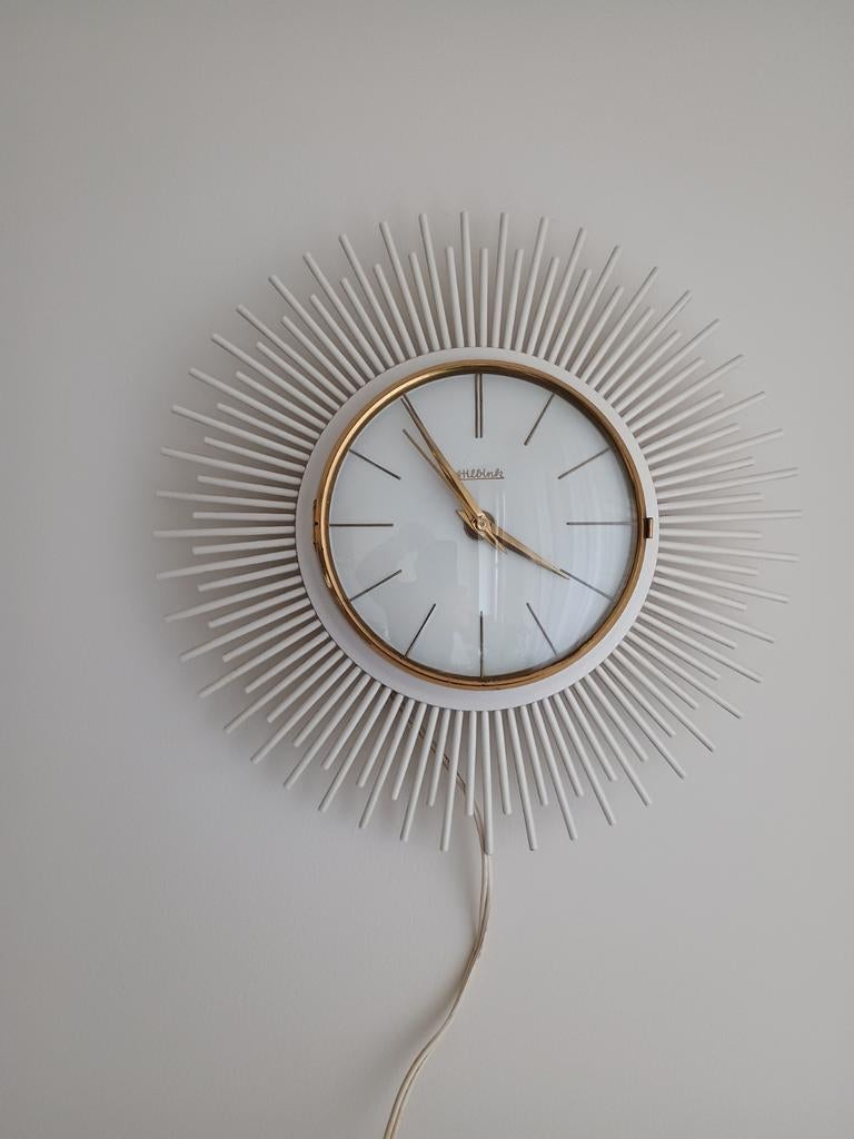 Vintage Hilbink wandklok - Mid-century modern zonnewijzer, Ophalen of Verzenden