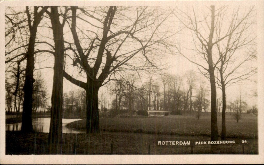 Rotterdam - Park Rozenburg - Fotokaart Bromografia, Ophalen of Verzenden, 1920 tot 1940, Gelopen, Zuid-Holland