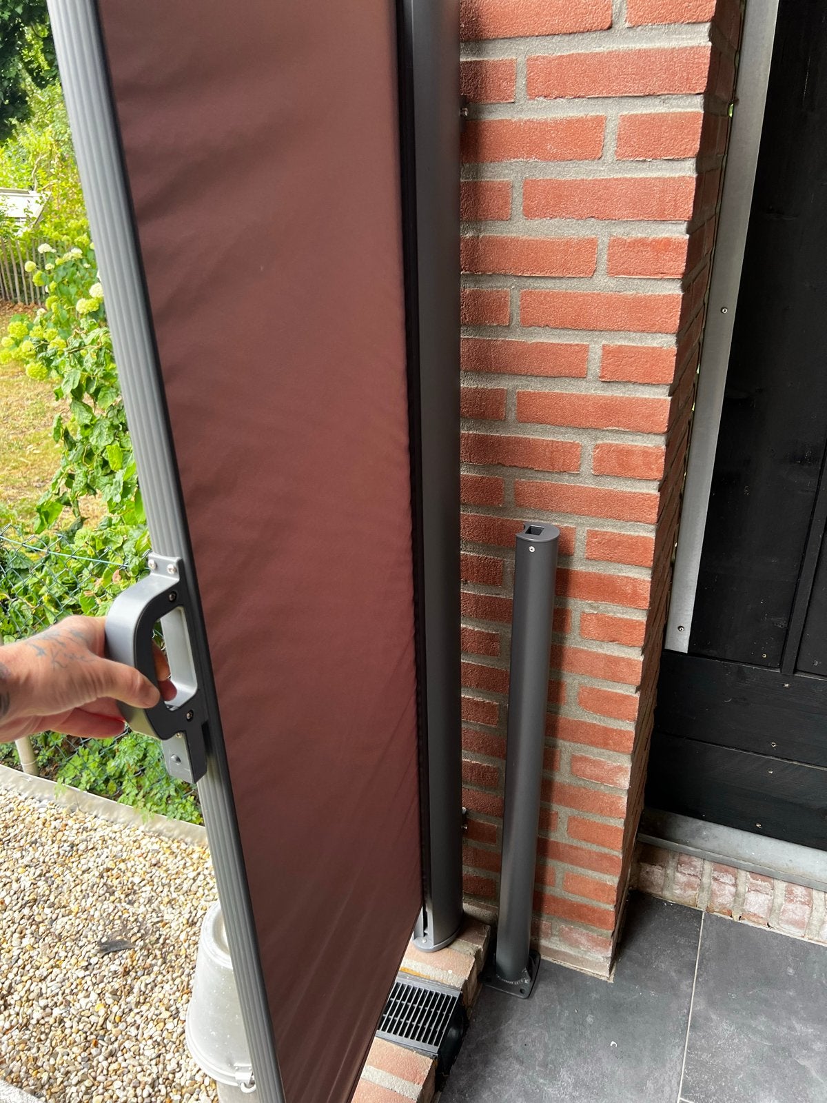 Uitschuifbaar tuinscherm/windscherm 1.50 x 3.00, Ophalen, Gebruikt